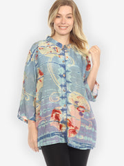 Goldfish and Fans Blouse - 3X