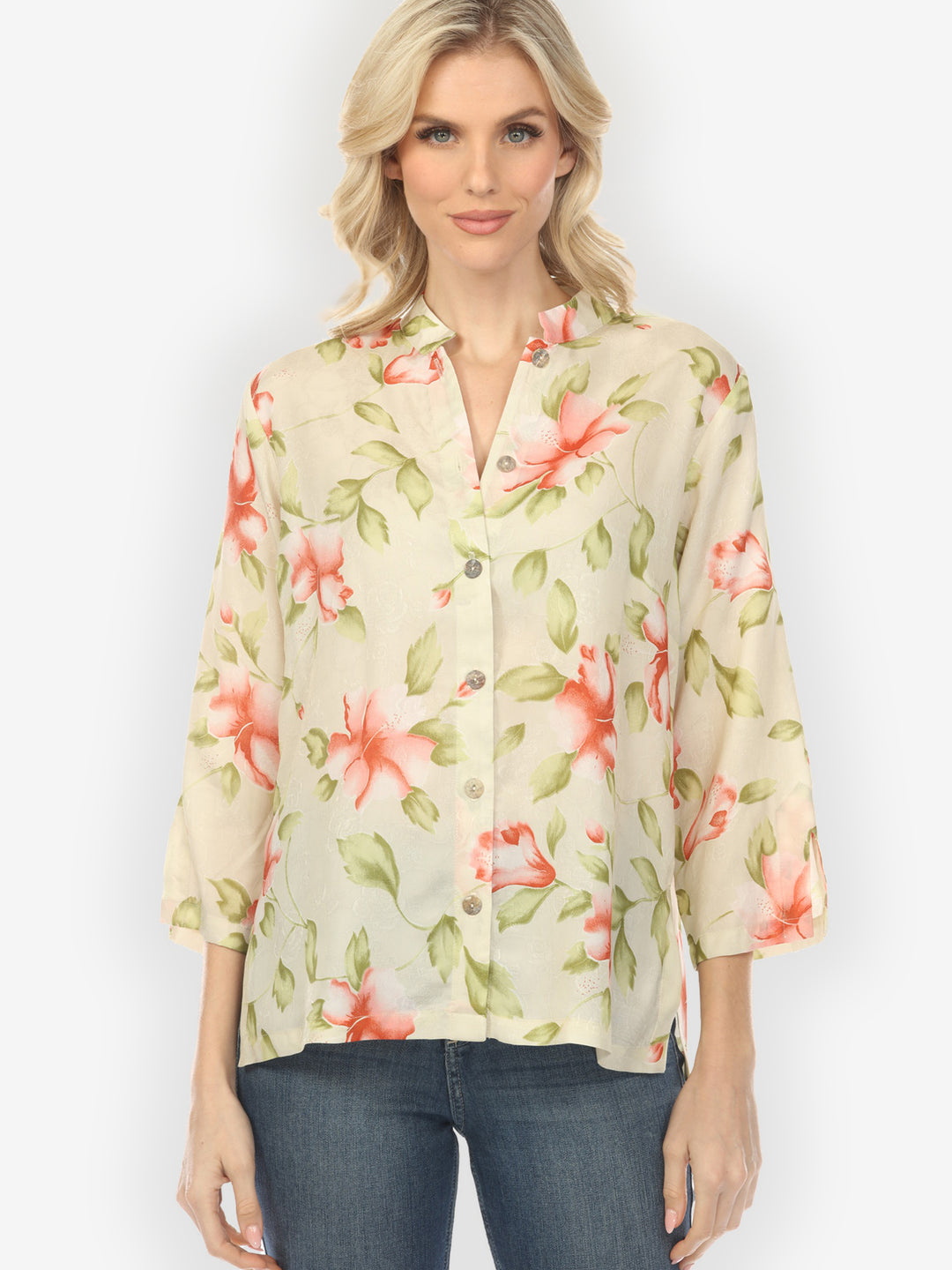 Hibiscus Leafy Light Tea Green Blouse