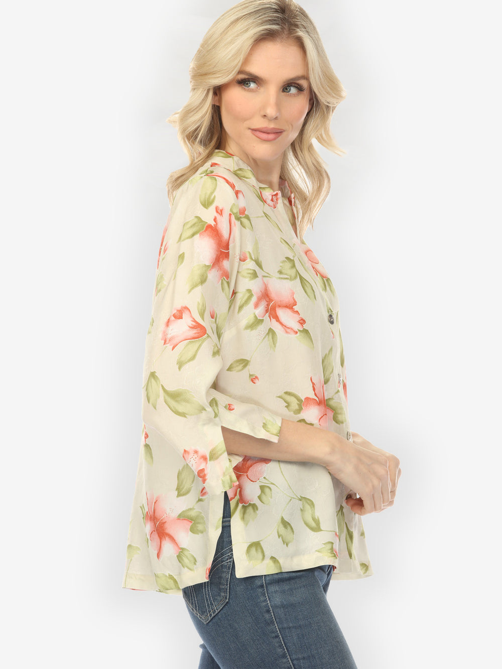 Hibiscus Leafy Light Tea Green Blouse