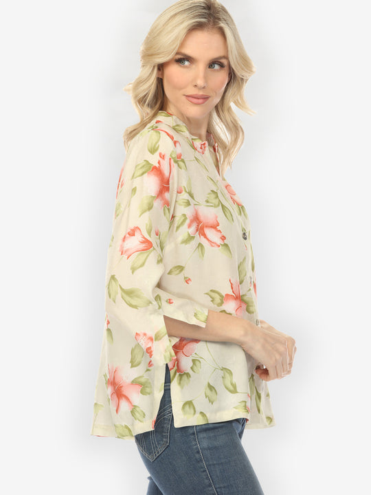 Hibiscus Leafy Light Tea Green Blouse
