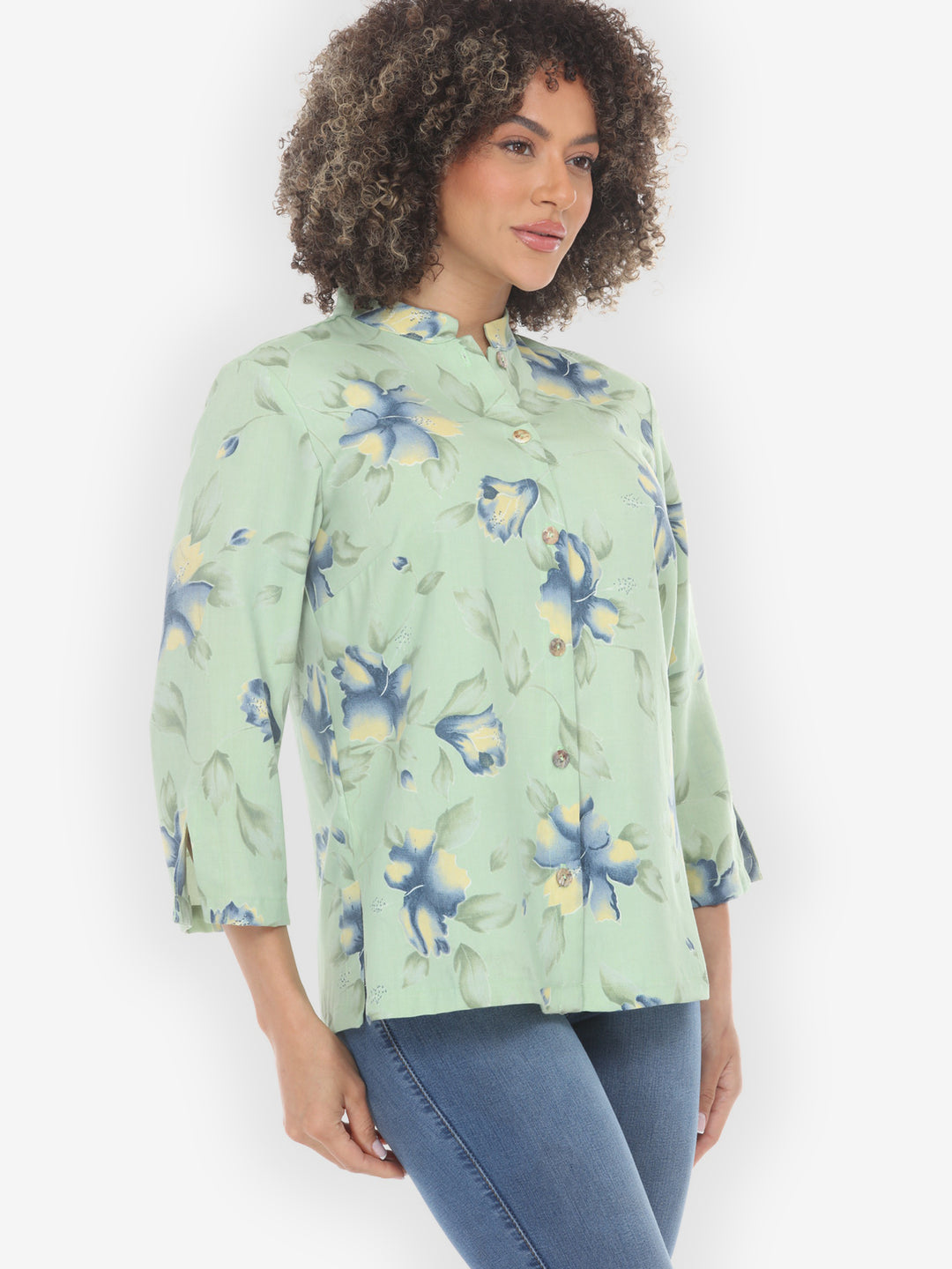 Hibiscus Leafy Mint Green Blouse
