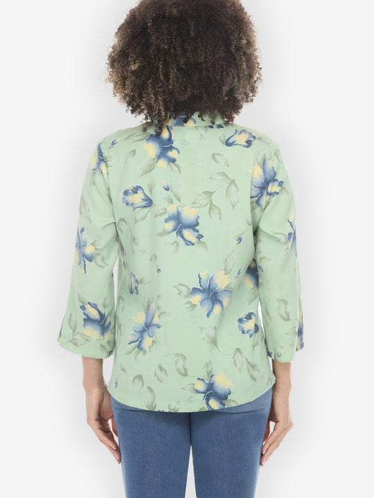 Hibiscus Leafy Mint Green Blouse