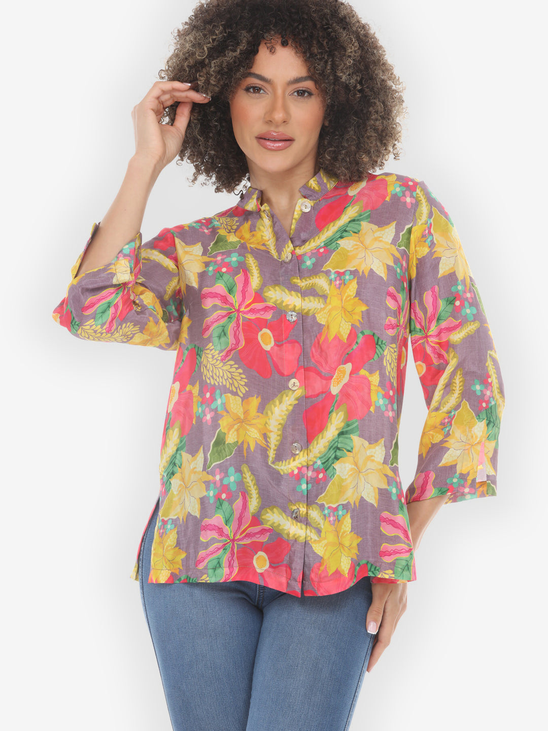 Hibiscus Tropical Paradise Silk Blouse  - M; L