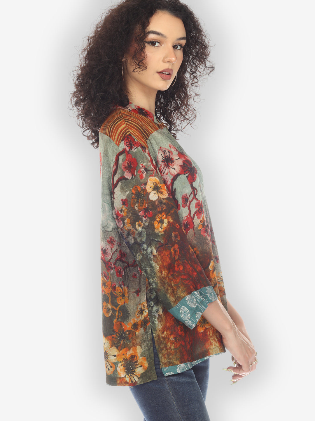 Joy Blossom Border Silk Blouse