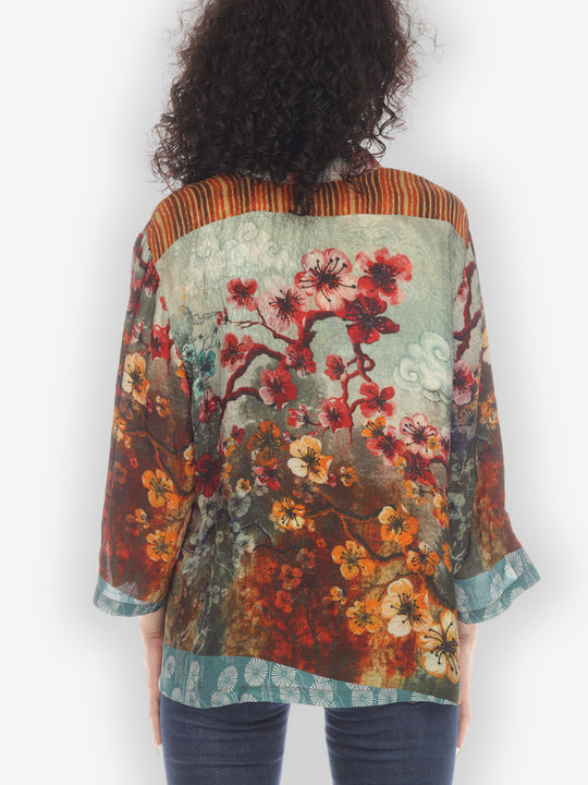 Joy Blossom Border Silk Blouse