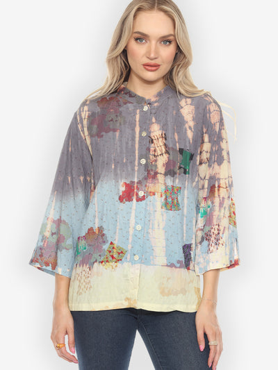 Kimono Dream Balmy Tie Dye Blouse  - 0X