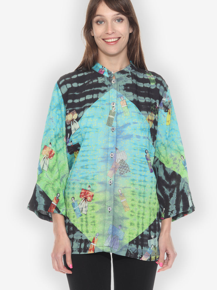 Kimono Dolls Print Shirt - XL