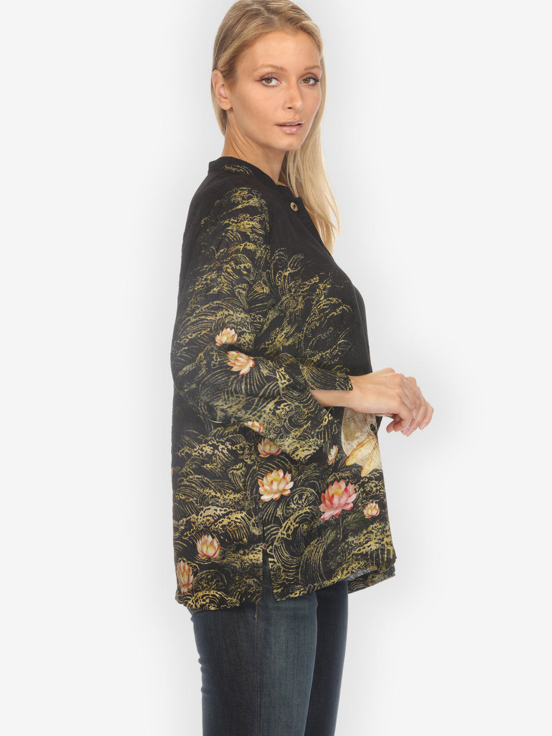 Lotus Dragonfly Moon Silk Blouse
