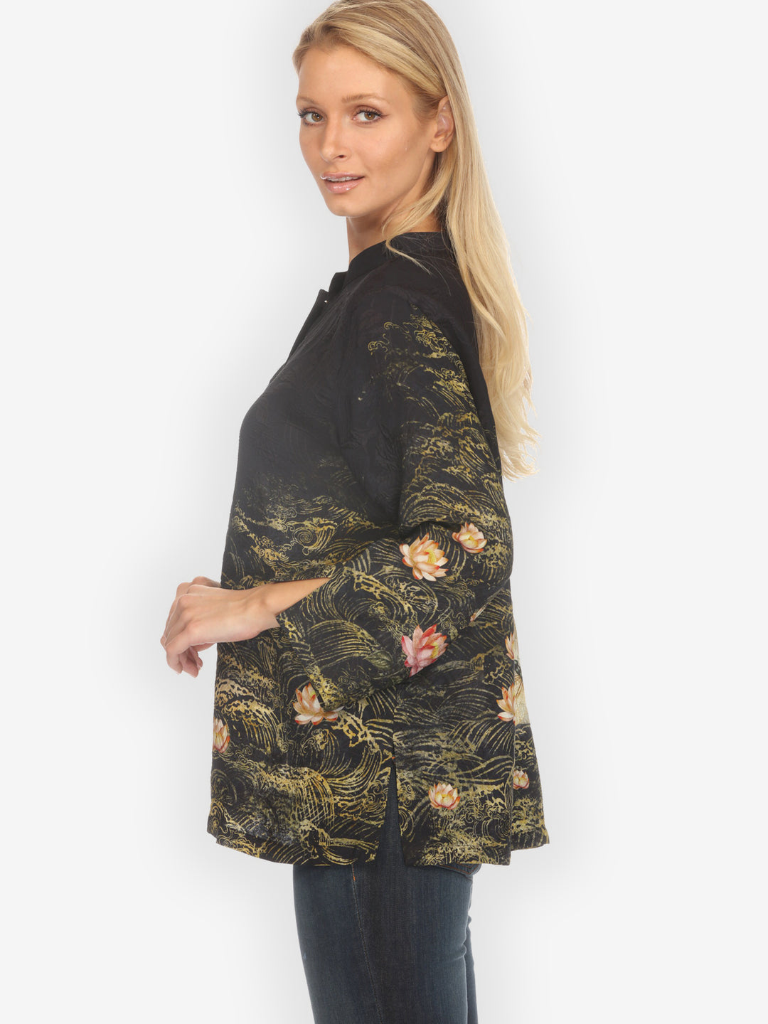 Lotus Dragonfly Moon Silk Blouse
