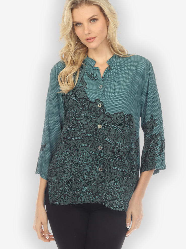 Lace Turquoise Blouse