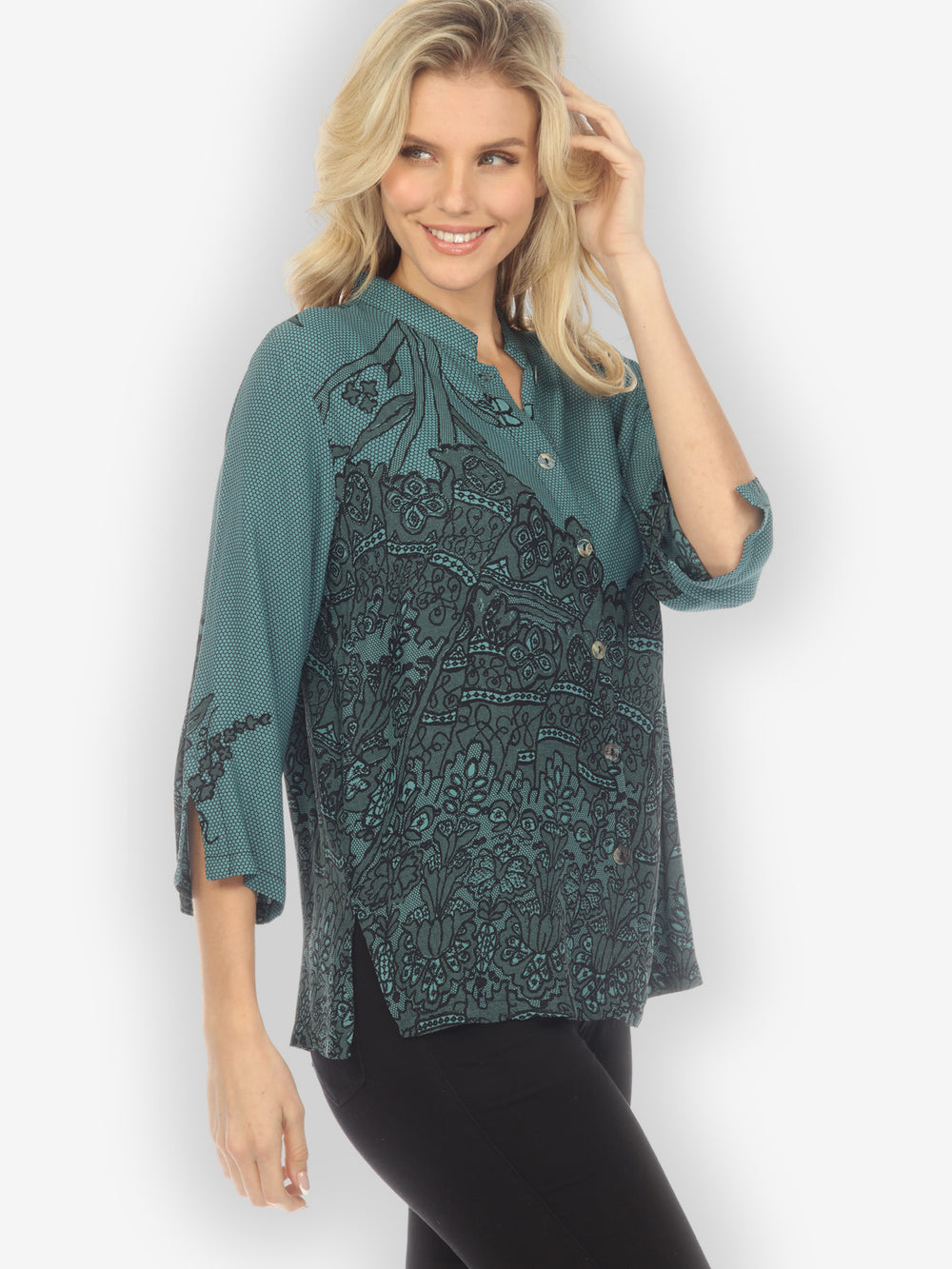 Lace Turquoise Blouse
