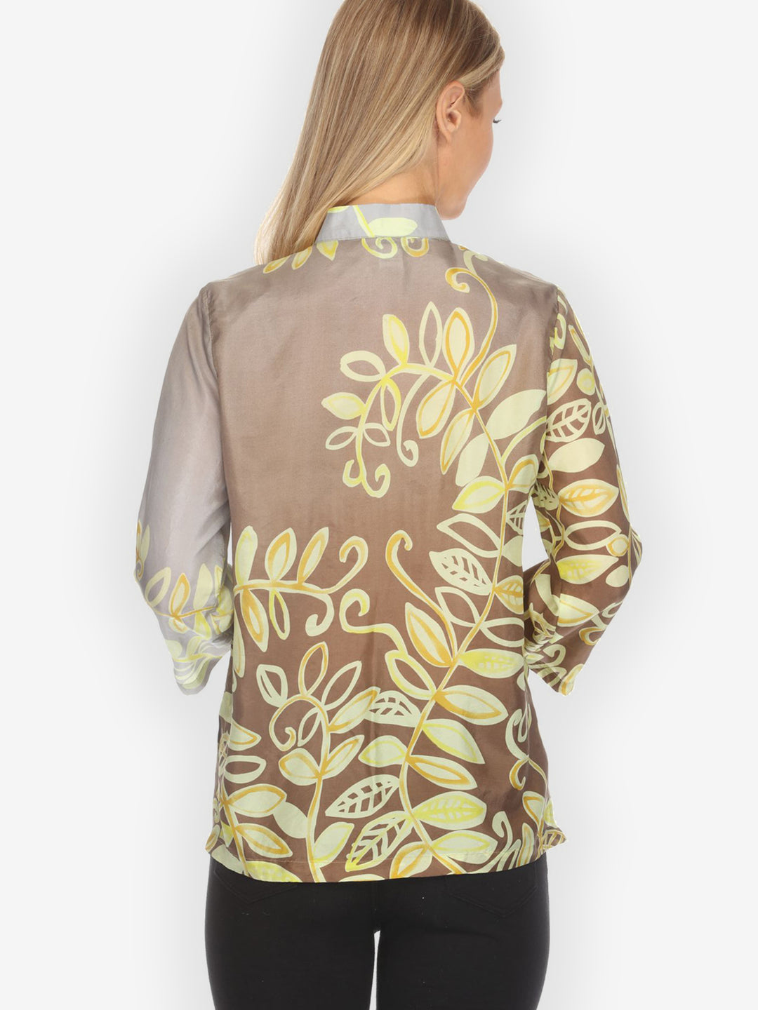 Leafy Vine Yellow Silk Blouse