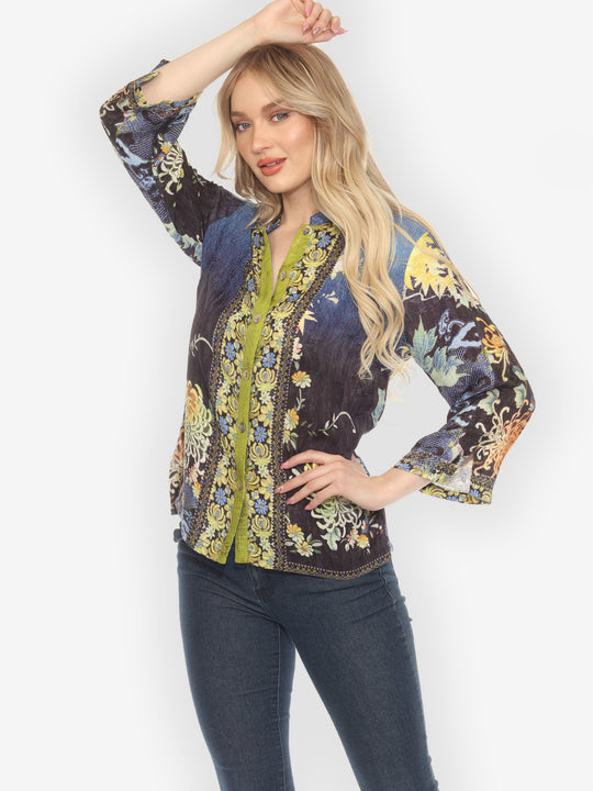 Mums Border Classic Citron Silk Blouse