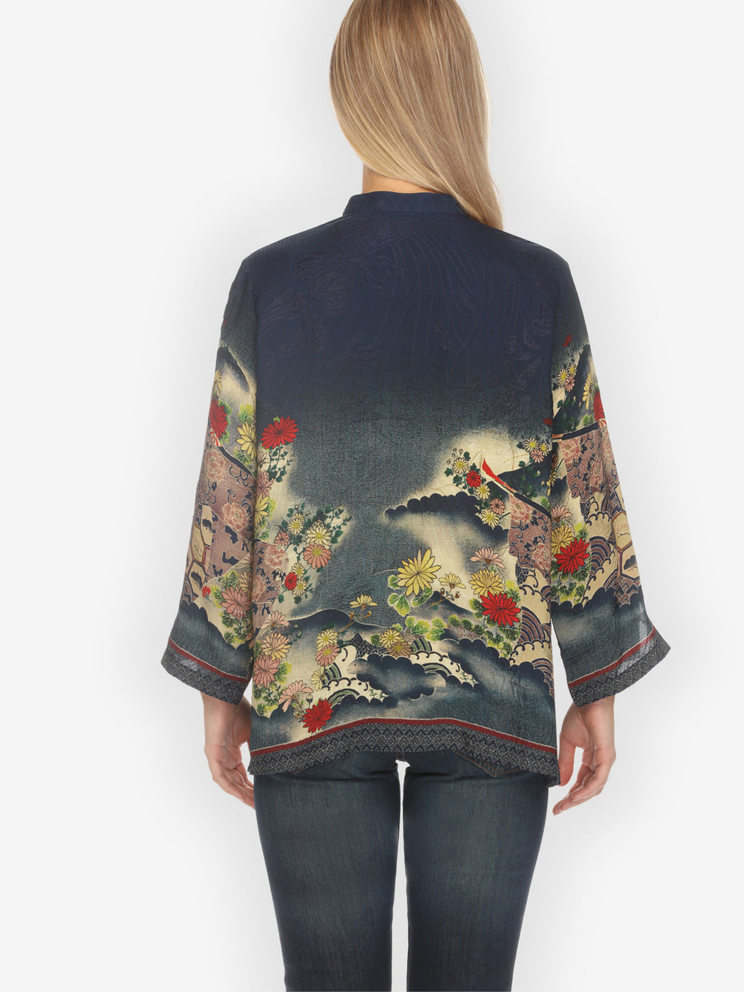 Magic Organic Beauty in Navy Silk Blouse
