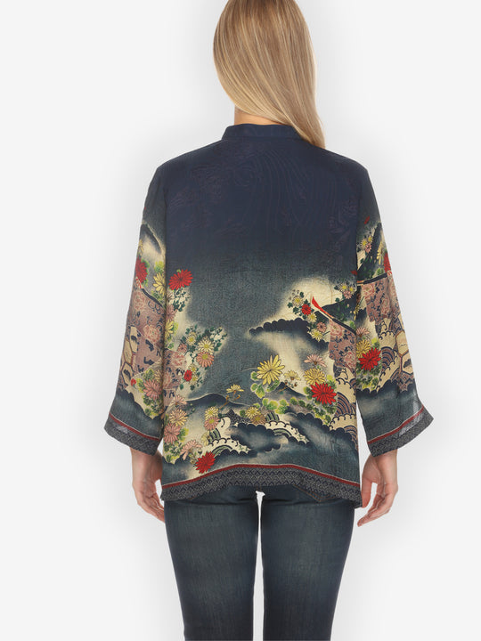 Magic Organic Beauty in Navy Silk Blouse