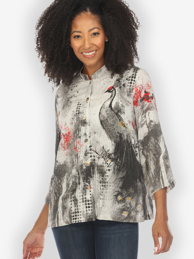 Monotone Peacock Silk Blouse