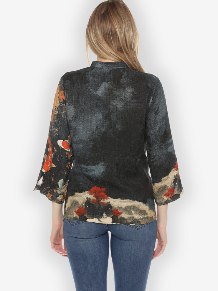 Noble Koi Fish Silk Blouse