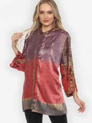 One of a Kind Tie Dye Silk Blouse - 1X