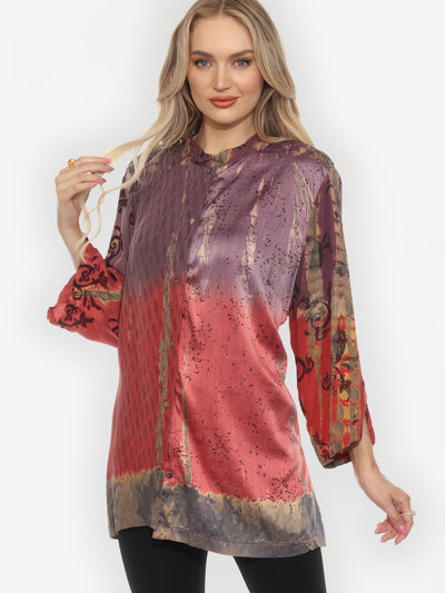 One of a Kind Tie Dye Silk Blouse - 1X