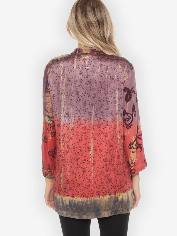 One of a Kind Tie Dye Silk Blouse - 1X