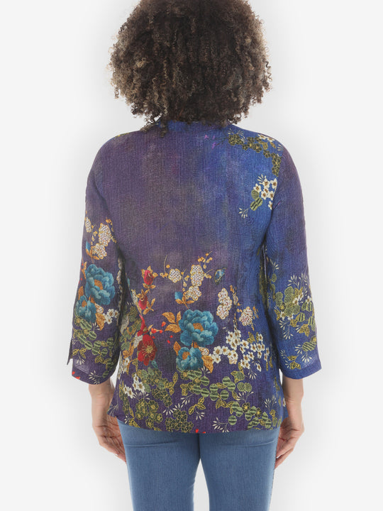 Peony and Blooming Cherry Silk Blouse