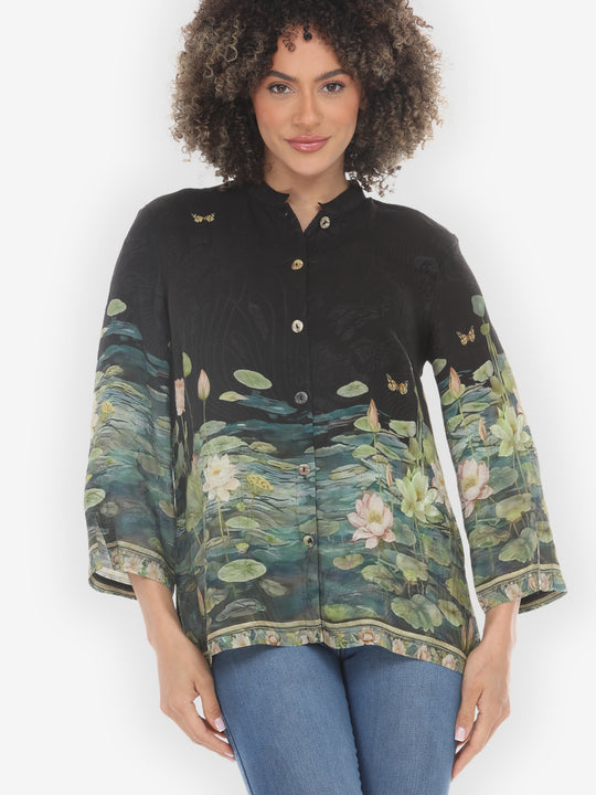 Peaceful Lotus Pond Silk Blouse