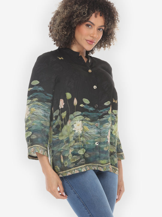 Peaceful Lotus Pond Silk Blouse