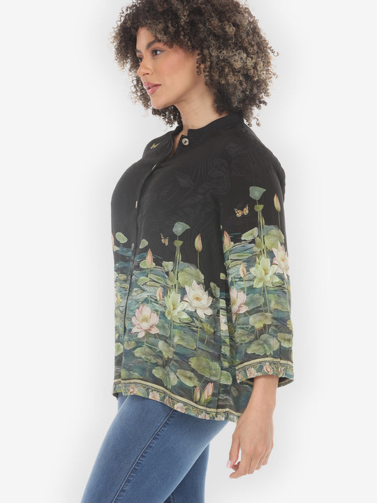 Peaceful Lotus Pond Silk Blouse