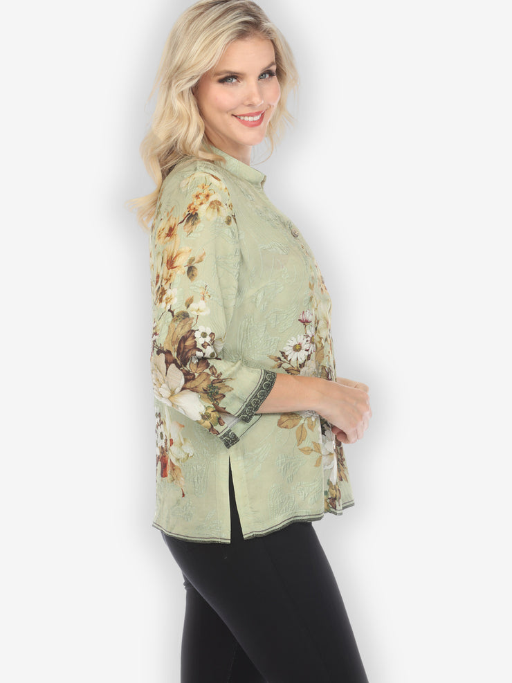 Peony Mint Green Silk Blend Blouse