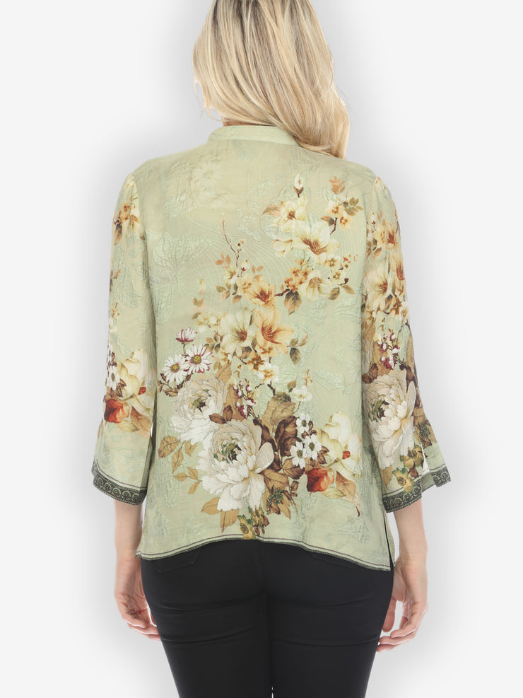 Peony Mint Green Silk Blend Blouse