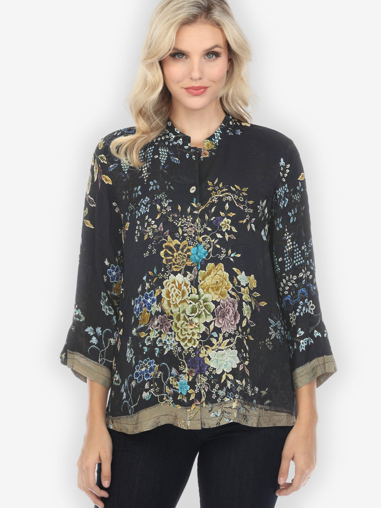 Queenly Radiant Charm in Vintage Silk Blend Blouse