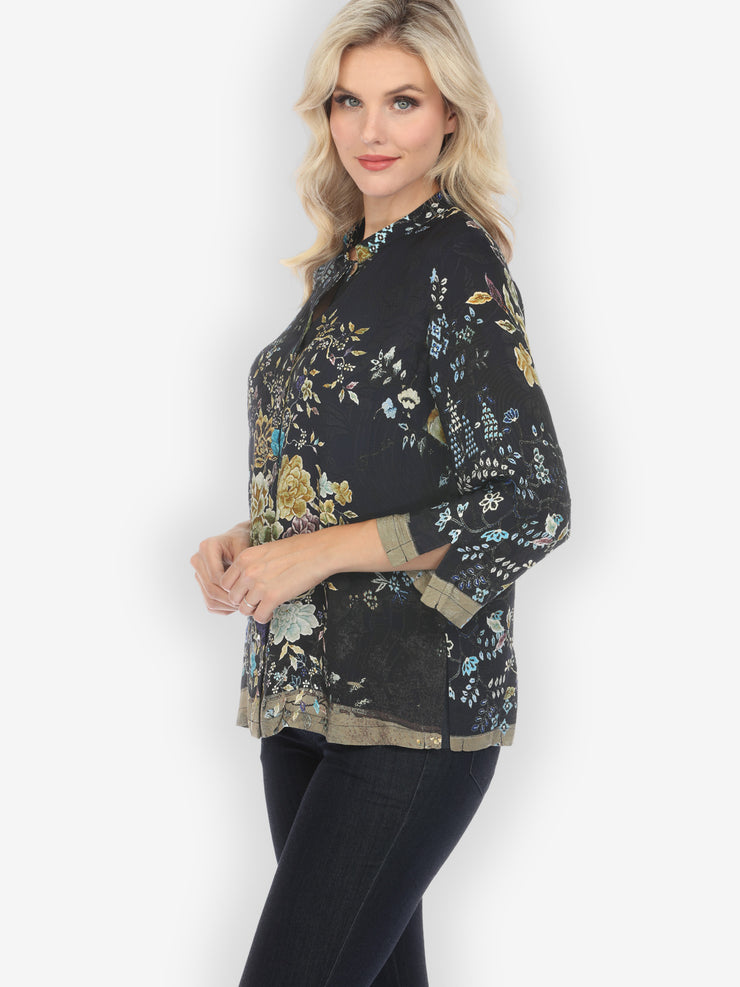 Queenly Radiant Charm in Vintage Silk Blend Blouse