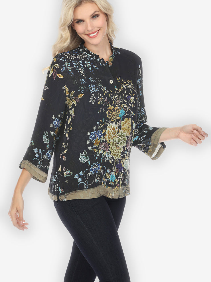 Queenly Radiant Charm in Vintage Silk Blend Blouse