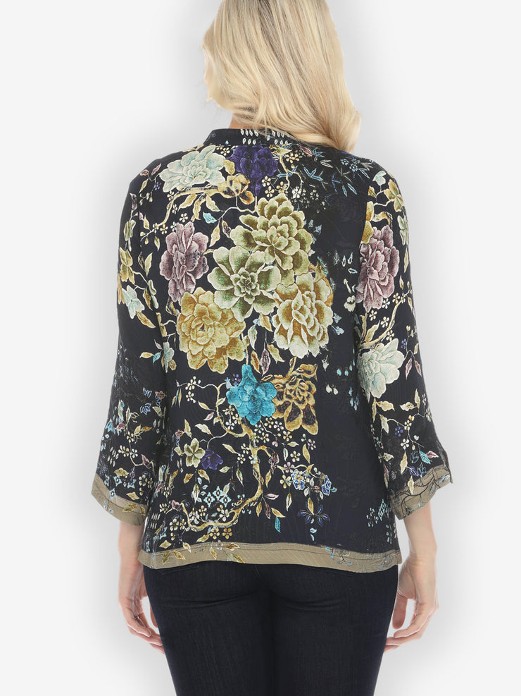 Queenly Radiant Charm in Vintage Silk Blend Blouse