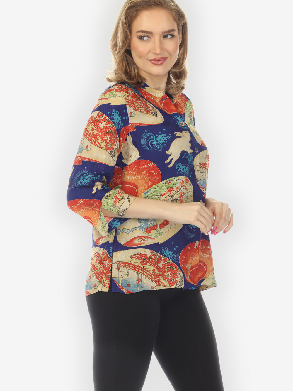 Rabbit and Lantern in Navy Blouse