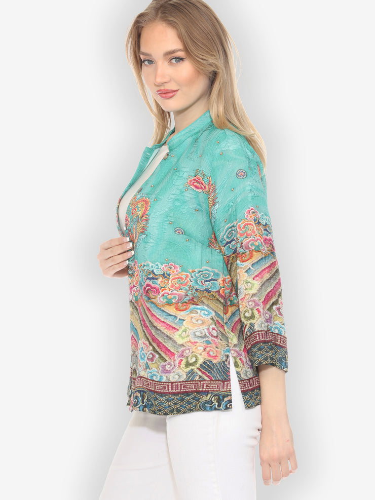 Royal Embroidery Robe Silk Blouse