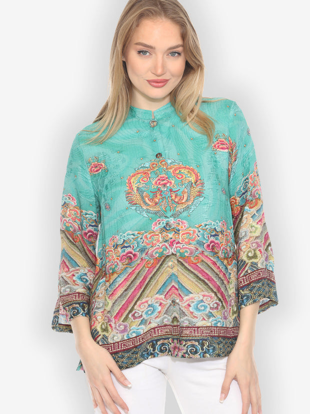 Royal Embroidery Robe Silk Blouse