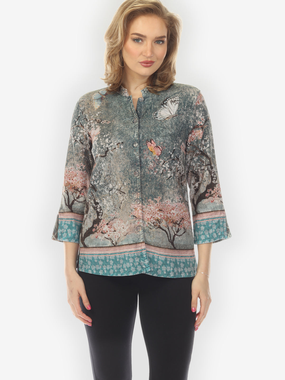 Reversible Vintage Sakura Night / Flannel Blouse - XS