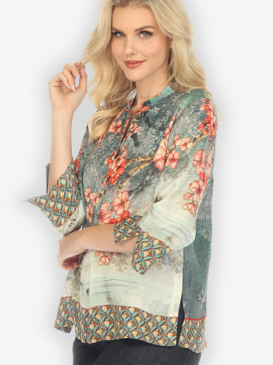 Summer Blossom Silk Blouse