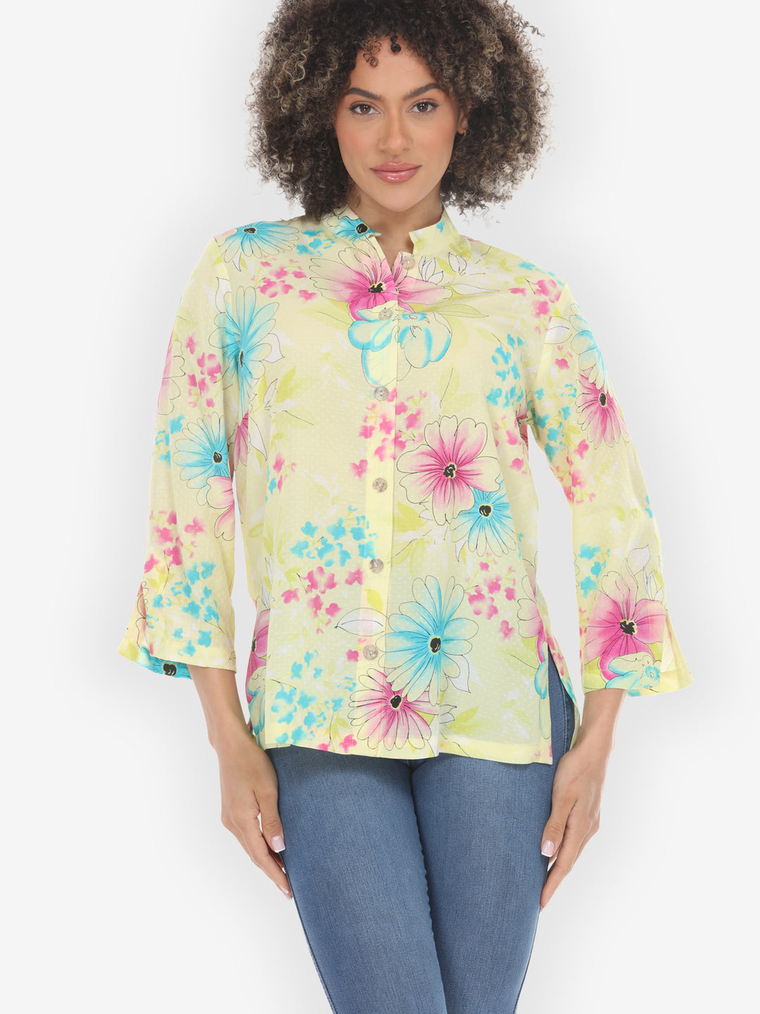 Shower of Blossoms Pink Blue Blouse