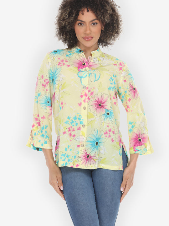 Shower of Blossoms Pink Blue Blouse