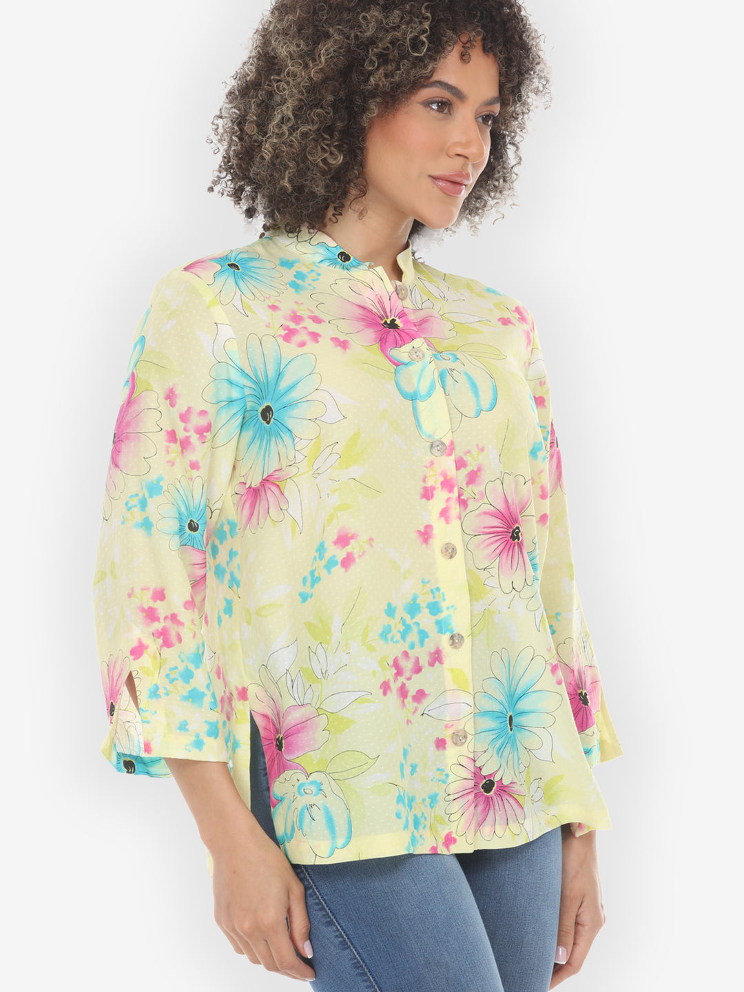 Shower of Blossoms Pink Blue Blouse
