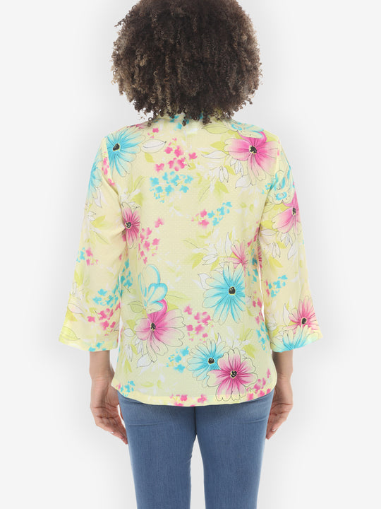 Shower of Blossoms Pink Blue Blouse