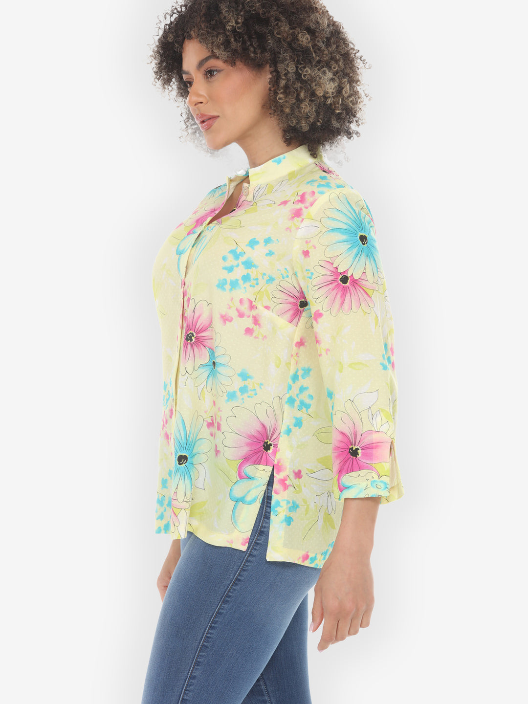 Shower of Blossoms Pink Blue Blouse