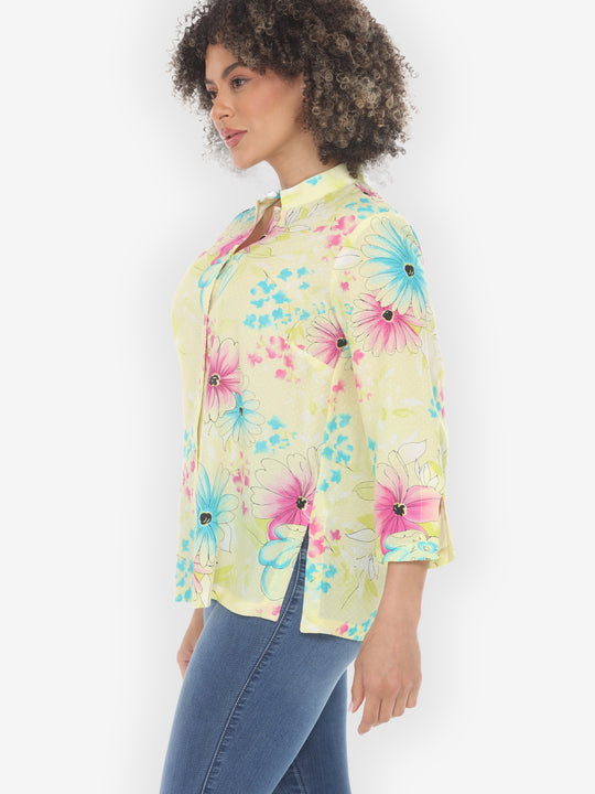 Shower of Blossoms Pink Blue Blouse