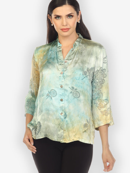 Silk Devore Dandelion Hand Dye Blouse