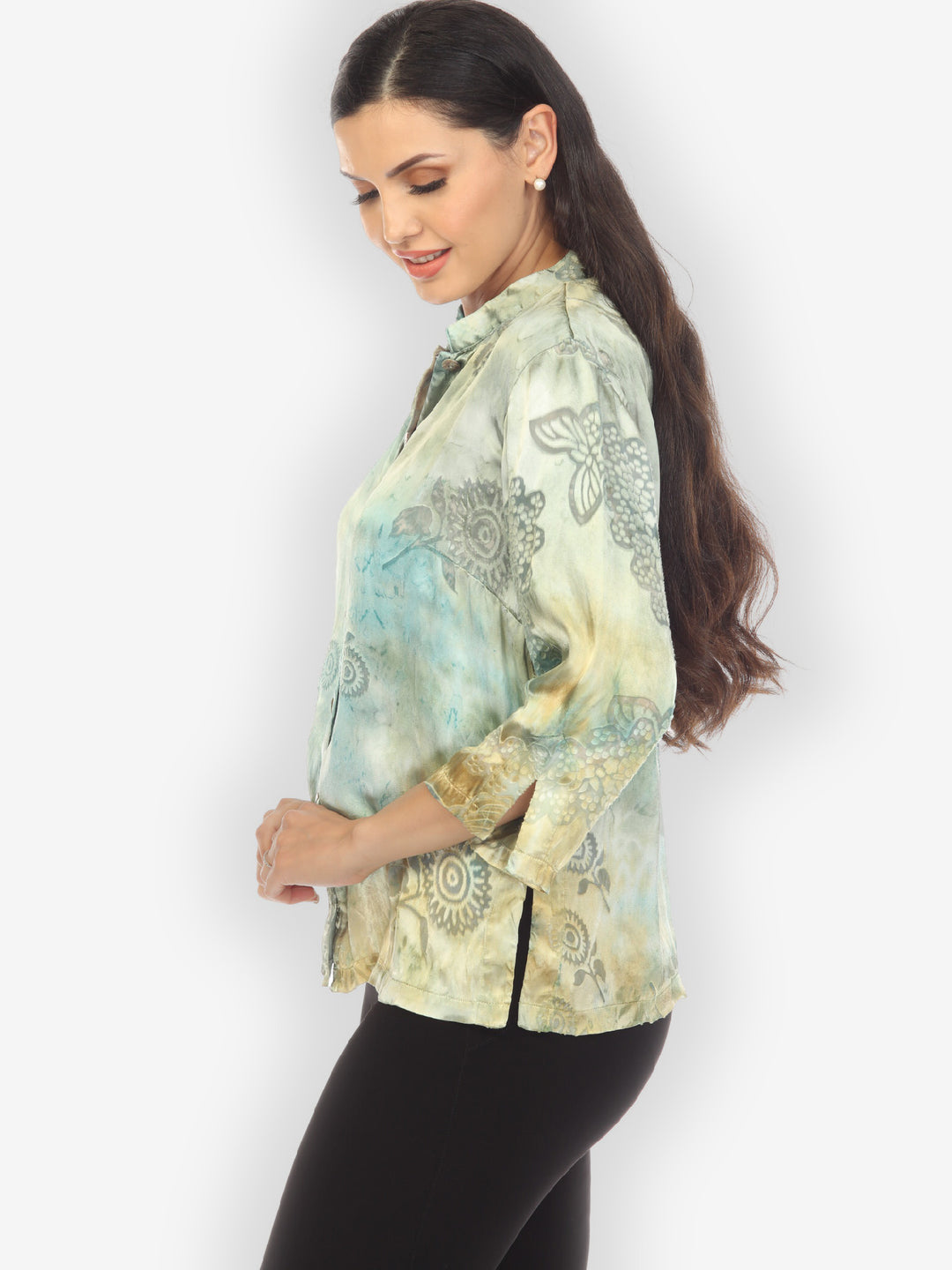 Silk Devore Dandelion Hand Dye Blouse
