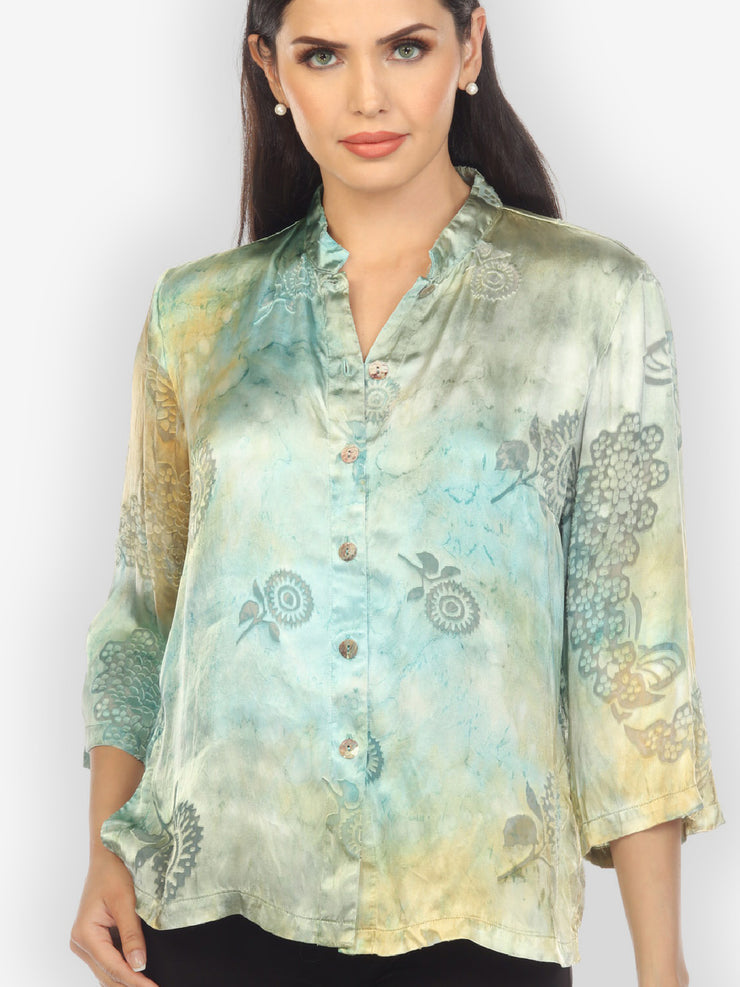 Silk Devore Dandelion Hand Dye Blouse