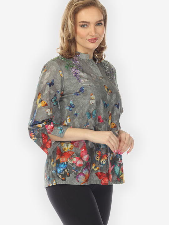 Swarm of Butterflies Cotton Blouse
