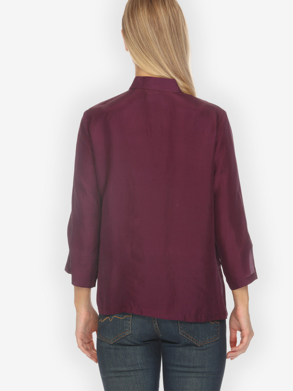Solid Deep Purple Silk Blouse